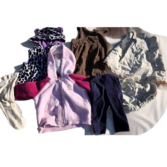 7 Pc Baby Girl Clothing Sizes 0-3, 3, 3-6 Months Mixed Lot Brands Romper Jackets - Picture 1 of 16